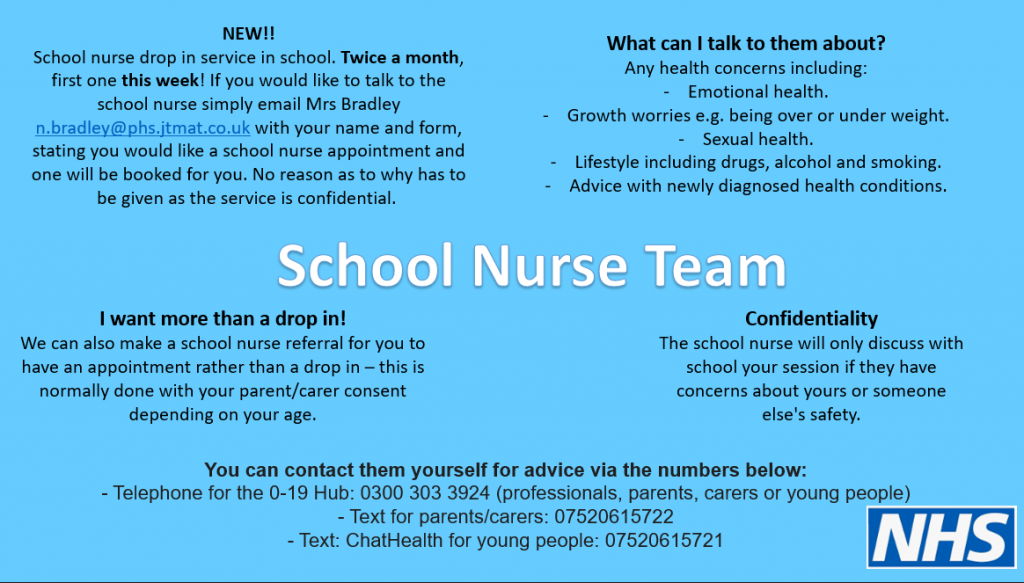 Drop in service with our school nurse – Paulet High School & 6th Form ...